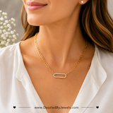 Genuine Gold Dipped Rhinestone Pavé Oval Link Chain Necklace | Hypoallergenic