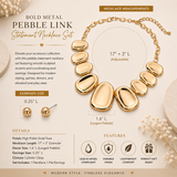 Gold Pebble Statement Necklace & Stud Earring Set