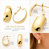 14K Gold Dipped Bold Hoop Earrings – Hypoallergenic