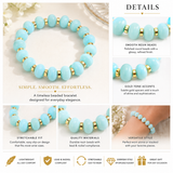 Turquoise resin stretch bracelet featuring polished round beads and gold spacer accents. Lightweight, comfortable, and perfect for everyday layering and gifting.