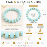 Turquoise resin stretch bracelet featuring polished round beads and gold spacer accents. Lightweight, comfortable, and perfect for everyday layering and gifting.