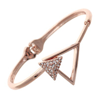Crystal Double Triangle Hinged Bangle Cuff Bracelet