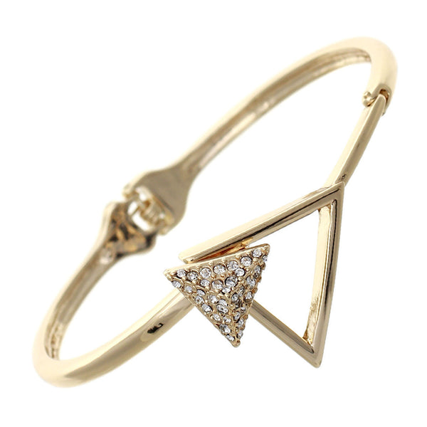 Crystal Double Triangle Hinged Bangle Cuff Bracelet