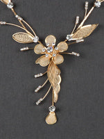 Crystal Rhinestone Flower Statement Y Necklace Earrings Set