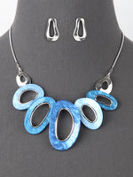 Aurora Link Costume Fashion Jewelry Necklace Set - Blue 