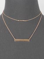Doubled Layered Bar Minimalist Necklace - Gold Tone