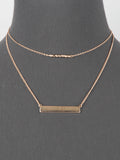 Doubled Layered Bar Minimalist Necklace - Gold Tone