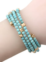 Boho Wired Wrap Coil Bracelet - Turquoise & Gold