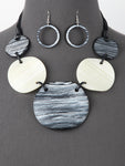 Black and White Chunky Multi Disc Statement Necklace Set