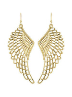 Boho Angel Wing Earrings - Matte Gold Tone 