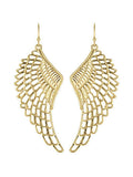 Boho Angel Wing Earrings - Matte Gold Tone 