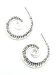 Boho Spiral Silver Tone Fashion Earrings