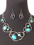 Bree Swirl Link Necklace Set - Turquoise 