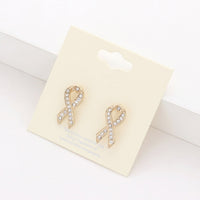 Cancer Awareness Ribbon Symbol Crystal Earrings