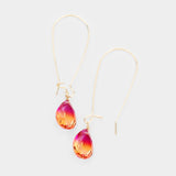 Candy Crystal Drop Long Hook Earrings Red 