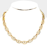 Oval Link Collar Necklace - Gold Tone