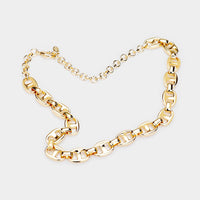 Oval Link Collar Necklace - Gold Tone