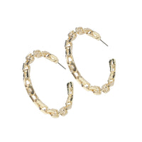 Chain Link Hoop Earrings - Gold Tone
