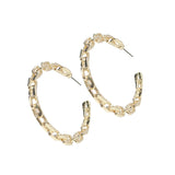 Chain Link Hoop Earrings - Gold Tone