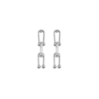 Chunky U Shape Chain Link Earrings - Polished Silver Tone 