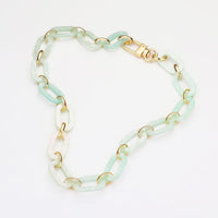 Classic Oval Link Necklace Set - Mint and Gold Tone