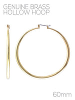 Classic Round Large High Polished Hoop Earrings - Gold Tone