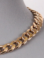Classic Chunky Oval Curb Chain Link Statement Necklace  