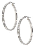 Crystal Hoop Earrings in Stainless Steel - Silver Tone