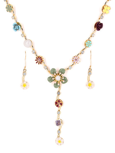 Delicate Flower Statement Fashion Y Necklace Set – DazzledByJewels
