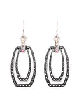 Double Square AB Rhinestone Dangle Hoop Aurora Borealis Earrings