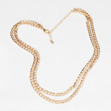 Double Strand Curb Chain Gold Tone Necklace 