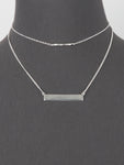 Minimalist Doubled Layered Bar Necklace - Silver Tone