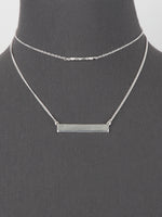 Minimalist Doubled Layered Bar Necklace - Silver Tone