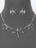 Dragonfly Glitter Fashion Necklace Set - Blue