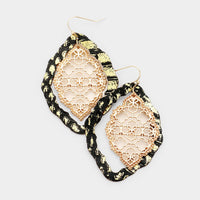 Faux Leather Moroccan Filigree Dangle Earrings