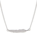 Feather Pendant Worn Silver Necklace 