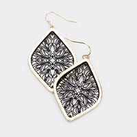 Filigree Moroccan Shaped Hammered Earrings - Black and Gold