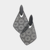 Flat Black Filigree Marquise Metal Fashion Jewelry Earrings