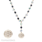 Four Blessings Good Luck Necklace with Glass Bead and Natural Stone