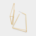 Geo Boxed Hoop 3D Gold Tone Minimalist Earrings