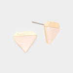 Geometric Natural Stone Triangle Stud Earrings - Ivory