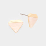 Geometric Natural Stone Triangle Stud Earrings - Ivory