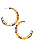 Gold Rimmed Open Round Hoop Earrings - Tortoise 