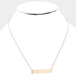 Minimalist Gold Tone Horizontal Bar Necklace