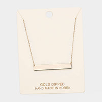 Minimalist Gold Tone Horizontal Bar Necklace