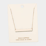 Minimalist Gold Tone Horizontal Bar Necklace