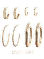 Hoop Earring Set 4PC - Gold Tone