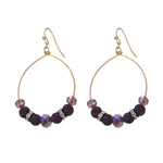Lava Rock and Crystal Beads Gypsy Boho Wire Hoop Earrings