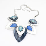Layla Teardrop Statement Chunky Necklace Earrings Set- Blue