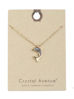 Minimalist Abalone Dolphin Delicate Necklace - Gold Tone